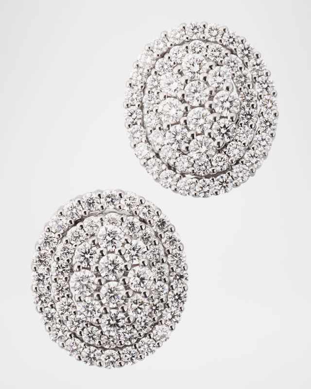 Oval Diamond Button Earrings in 18K White Gold